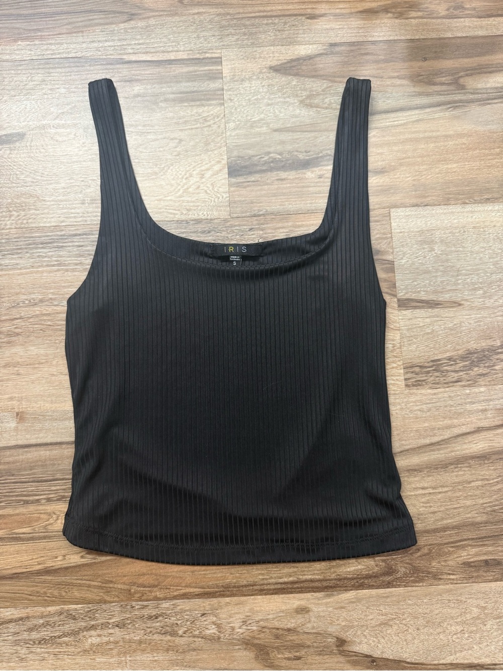 Iris Black Ribbed Square Neck Tank